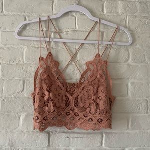 Free People One Adella Lace Bralette Pink Ballet